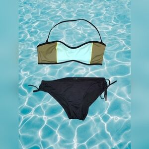 Stylish Black and Green Bikini Set
